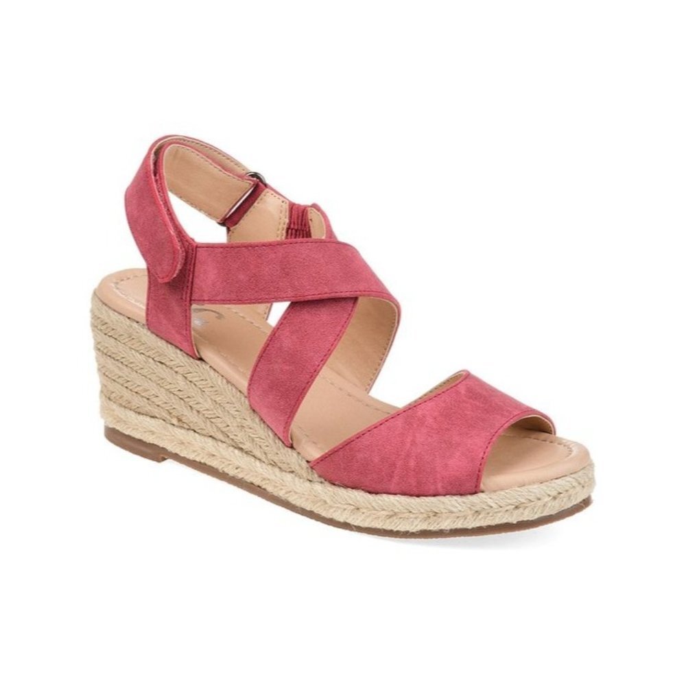 New Journee Collection Spencer Espadrille Wedge Sandal in Rose Size 10